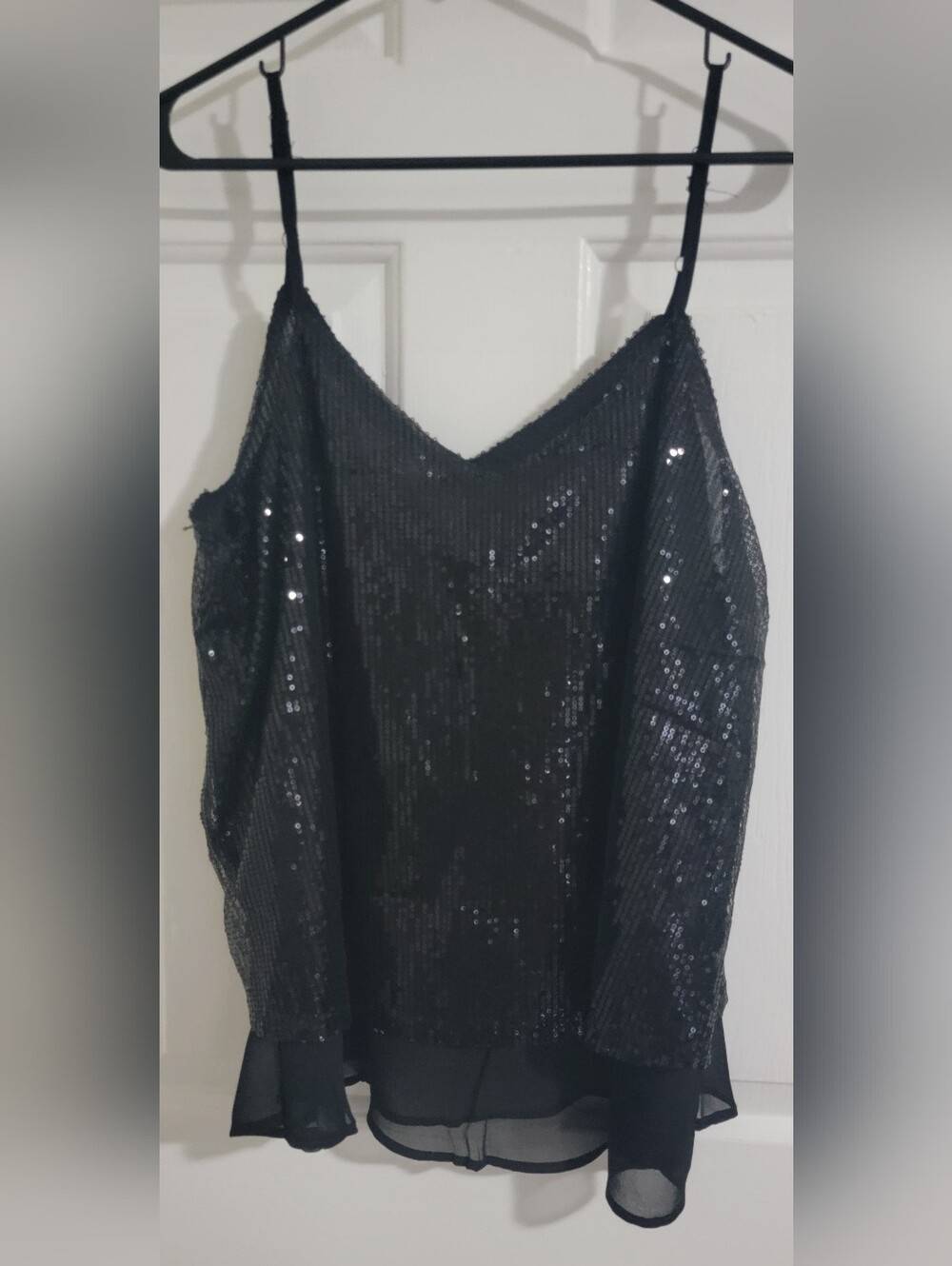 Black Sequin Spaghetti Strap Camisole